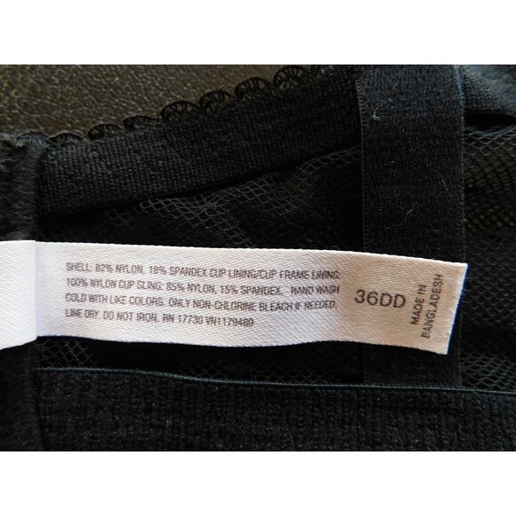 Auden Bra Womens Black Balconette Underwire Unpadded Size 36DD - Picture 8 of 10